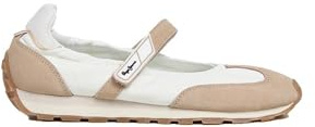 Pepe Jeans Zapatillas Estilosas Mujer – Bailarinas Blancas con Detalles en Beige – Bailarinas con Velcro – Moda – Versátiles y Cómodas – Modelo PLS400029-847 – 37 EU