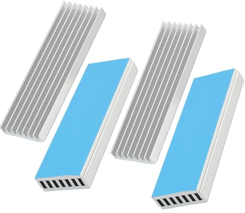 4 Piezas Disipadores de Calor de Aluminio para M.2 2280 SSD NGFF NVME con Cinta Térmica, Enfriamiento Disipador NVME para PC, Enrutadores Wi-Fi, Adaptadores de CA, 70mm x 22mm x 6mm