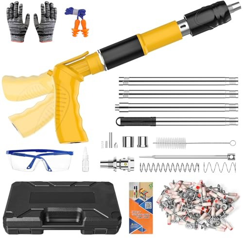 Pistola Sparachiodi, Sparachiodi per Cemento con 5 Livelli di Potenza e Prolunga per Fissaggio a Parete e Soffitto, Chiodatrice in Acciaio per Bricolage e Progetti in Cemento