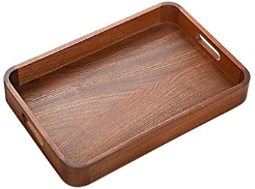 Bandeja de madera para servir con asa, ideal para aperitivos, aperitivos, postres, charolas de delicatessen, clasificación y manualidades, tamaño mediano, color A, perfecta para entretenimiento y uso