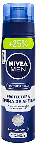 NIVEA MEN Protege & Cuida Espuma de Afeitar Protectora (1 x 200 ml), espuma facial con tecnología Ultra Glide, cuidado facial sin irritaciones para todo tipo de piel