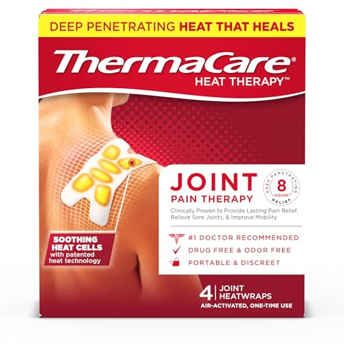 ThermaCare Portable Heating Pads - Adhesive, Disposable HeatWraps for Joint & Muscle Pain Relief - Multi-Purpose, Drug-Free Therapy with Flexible Fit (4-Count)