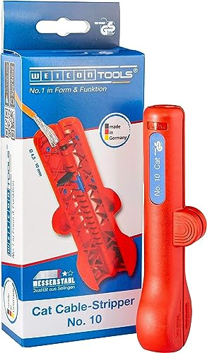 WEICON TOOLS Cat Cable-Stripper No.10, Entmanteler für Datenleitungen Cat 5, 6 & 7, Netzwerkkabel-Abisolierer