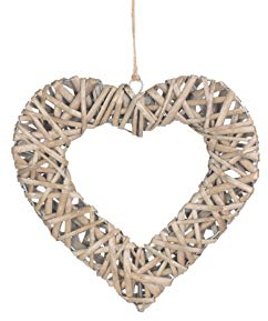 Antique Wash Willow Flat Open Hanging Heart Wreath - Medium