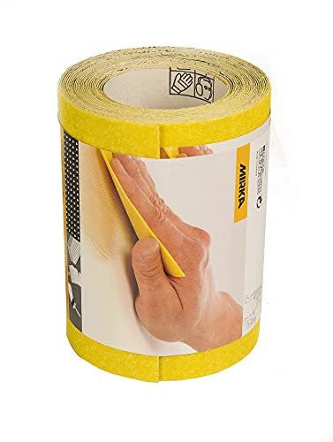 Mirka Yellow Carta abrasiva Rotolo di carta abrasiva / 115 mm x 5 m / P100 / levigatura di legno duro, legno dolce, vernice, stucco, plastica / 1 rotolo