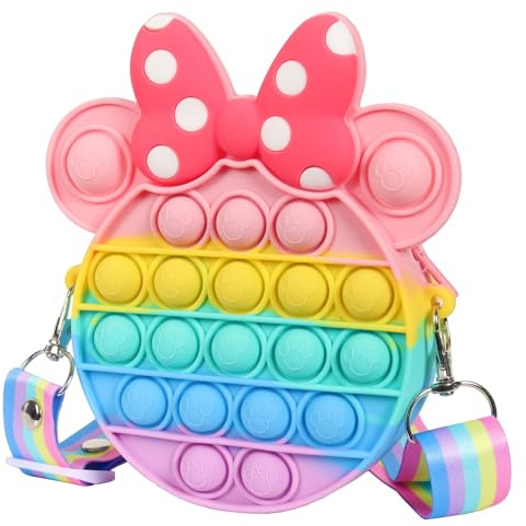 ZHIHUI 2-i-1 Push Pop it väska, Poppet Fidget Leksak Axelväska Handväska Push Bubble Popit Handväska, Poppet Fidget Anti-stress Sensoriska Squishy leksaker, present till flickor, pojkar, barn