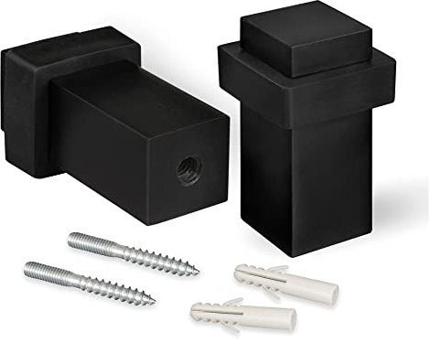 LouMaxx Ferma Porta da Pavimento, Blocca Porta in Metallo Nero Opaco da Avvitare - Set di 2 Fermaporta, con Viti - Fermaporta per Porte Blindate – Ferma Finestre da Esterno.