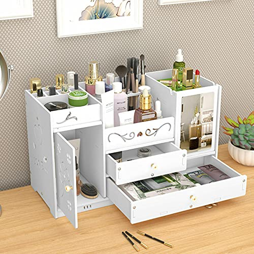 Futchoy Kosmetikorganiser Kosmetik Beauty-Make-up Organizer Aufbewahrungsbox mit Spiegel,Schubladen