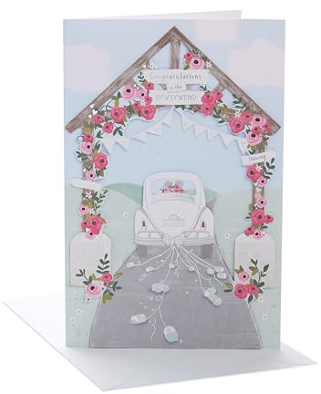 UK Greetings Wedding Card for Him/Her/Friend - Detailed Design, 149mm x 229mm