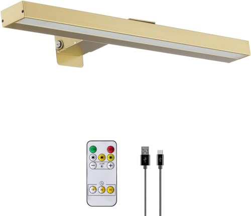 MIOBLUE Kabellose Bilderleuchte mit Fernbedienung, Bilderlampe mit Fernbedienung, 16 Zoll Wiederaufladbare Dart beleuchtung Malleuchte mit 3 Beleuchtungsmodi zum Malen Art, Vollmetall