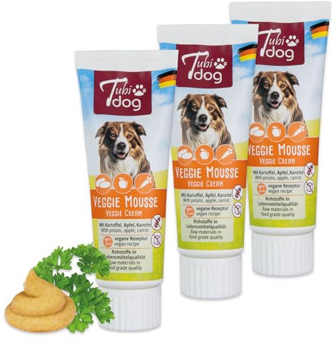 Tubi Dog - Veggie Mousse aus Kartoffel und Gemüse - 3 x 75 g - getreidefrei, Glutenfrei, ohne Zuckerzusatz, nur Nur 2,2% Fett - vegetarisch