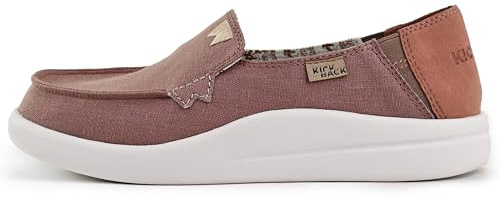 Kickback Rizzo Women’s Slip On Linen Loafers – Lightweight Casual Shoes - Convertible Kick Down Heel Design for a Relaxed Everyday Summer Shoe - Dusky Pink, UK 5