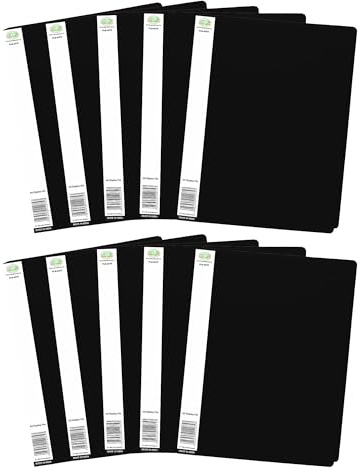 CHPL (Set of 10) A4 Black Display Books – 20 Pockets (40 Views) – Plastic Sleeve Presentation Folders for Reports, Projects, School & Office Filing – Durable, Flexible Document Organisers