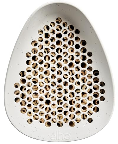 Elho Essential Bee Hotel 18cm - Insektenhotel für Bienen - 100% recyceltes Plastik - L18 x B21.1 x H23 cm - Fibrous Grey