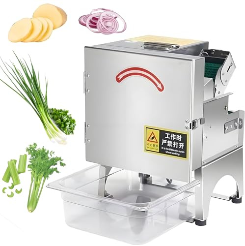 YANDDEA Affettatrice Commerciale per cipollotti e Tritatutto per cipollotti, tagliaverdure Elettrico, Macchina per Tagliare porri ad Alta velocità per Aglio, Zenzero, Peperoncino, Patate, Cetriolo A