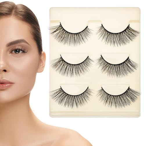 HONITANO 3 paires Faux Cils Naturels Artificielle Légères et Confortables Cils Courts Œil de Chat pour Maquillage Quotidien et Soirées