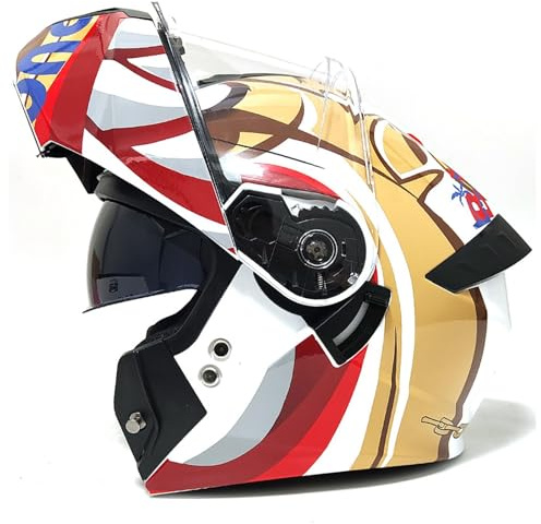 Casque De Moto Modulable Casque De Moto Rabattable pour Hommes Et Femmes avec Double VisièRe Casque De Course Certifié Ece D,M:54-55CM