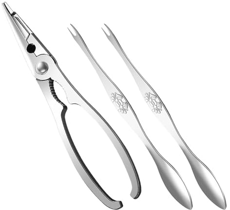 FIXOSHEE Pinzas de Marisco de Acero Inoxidable Resistentes al Desgaste y Rotura, Herramientas para Comer Mariscos y Accesorios para Cocina Set Práctico y Sencillo
