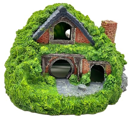 Genérico para Cueva de pecera, Refugio para decoración de Acuario de Reptiles, casa para Peces de Resina sólida con escondite de Hueco y Base Estable | Accesorios para acuarios, decoración de pece