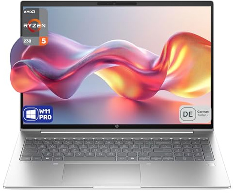 HP ProBook 4 G1a AI PC Business Laptop, AMD Ryzen 5 230, 16 WUXGA Display, AMD Radeon 760M, 16 GB DDR5 RAM, 1 TB SSD, Deutsches Tastatur-Layout, Windows 11 Pro, Silber