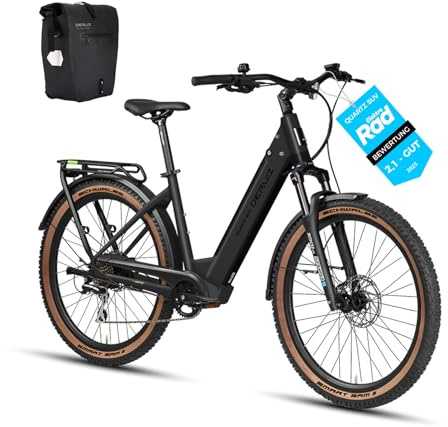 DERUIZ Quartz SUV E-Bike 27,5 Zoll Tiefeinsteiger, 250W Heckmotor 55 Nm, 48V 644Wh Akku bis 161 km, Shimano 8-Gang, Hydraulische Scheibenbremsen, StVZO, Damen und Herren, RH 46 cm