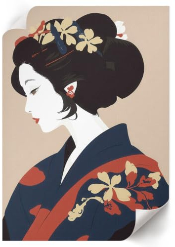 Lienzo Decorativo 29,7x42 cm | Tamaño A3 | mujer japonesa