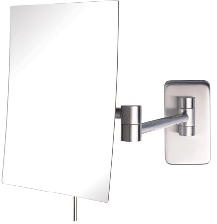 JERDON 8.75-Inch x 6.5-Inch Wall Mount Makeup Mirror - Personal Mirror with 5X Magnification & 14 inch Wall Extension - Nickel Wall Mount Arm - Model JRT695N