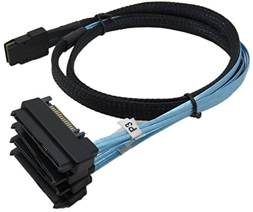 CableDeconn Mini SAS 36 SFF-8087 to (4) SFF-8482 Connectors with SATA Power 1m