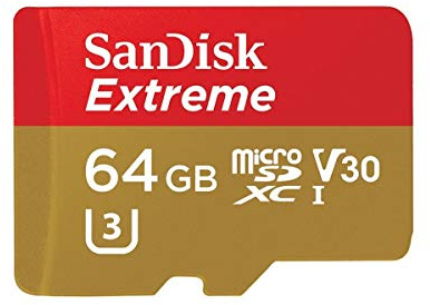 SanDisk Extreme 64 GB microSDXC Memory Card + SD Adapter up to 90 MB/s, Class 10, U3, V30