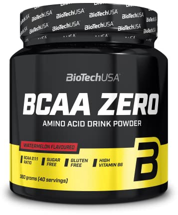 BioTechUSA BCAA Zero | Essentiellt aminosyrapulver | 6 g BCAA med direkt L-leucin | Veganskt | Sockerfritt, laktosfritt, glutenfritt, 360 g, Vattenmelon