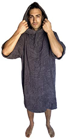 ALLEN & MATE 100% COTTON Unisex Hooded Surf Poncho – Towelling Changing Robe, Safety Certified Oversized Drying Towel for Men & Women