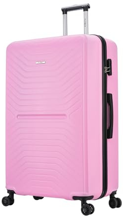FLYMAX XL 32 Extra Large Suitcase 4 Wheel Lightweight Luggage Hard Shell Check in Hold Travel ABS 125 Litre Capacity Travel Case with 3 Digit Combination Lock + Telescopic Handle Pink