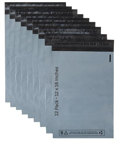 DVIVA12 Grey Postage Parcel Bags 12x16(305 x 405mm) Poly Mailers Waterproof and Tear-Proof Strong Self Adhesive Recyclable Mailing Postage Envelope Bags Ideal for Delivery,Shipping & Packaging
