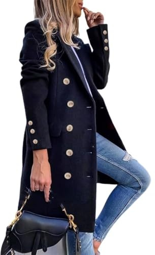 IDEALSANXUN – Women's Wool Trench Coat, Peach Colour, Size 85 cm.