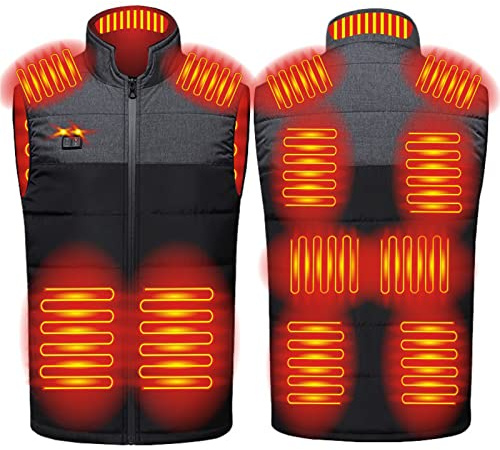 Veste Chauffante Homme Femme Gilet Chauffant Homme Électrique Chargement USB avec 11 Zones de Chaleur 3 Modes de Chauffe Vêtement de Chauffage Hiver pour Moto Chasse Randonnée