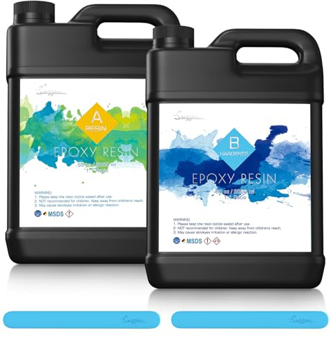 Epoxiharts set 4 l epoxiharts med hårdare 1: 1 förhållande glasklar gjutharts med guldfolie, handskar, mätkopp, träpinnar, pipetter, droppmunstycke harts gjutning set för trä, smyckestillverkning