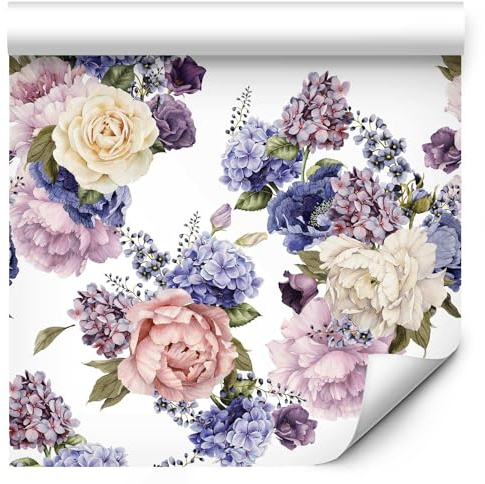 artgeist Premium Wallpaper Flowers 20x394 in - Non-Woven Wall Mural Print Fleece Picture Image Design Murals Wall Art Murals Home Decor â€“ Plants Nature Violet Beige b-B-0393-j-a
