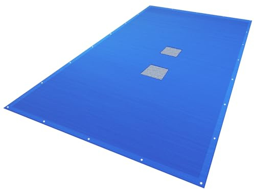 VOUNOT® Telone Rettangolare per Piscine 14 x 8 m, Telo di Copertura per Piscina in PE da 160 g/m² con Rete di Drenaggio Centrale Coperta Protezione, Blu-Grigio
