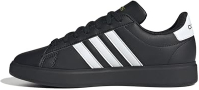 Adidas Women's Grand Court 2.0 Sneaker, Black/White/Gold Metallic, 7.5