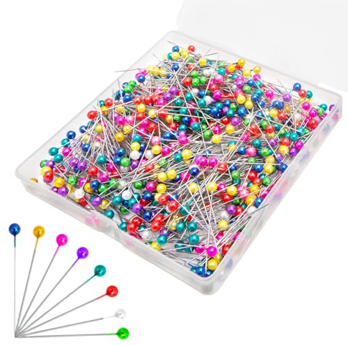 600 Sewing Pins with Color Glass Ball Head for Dressmaking and Fabric