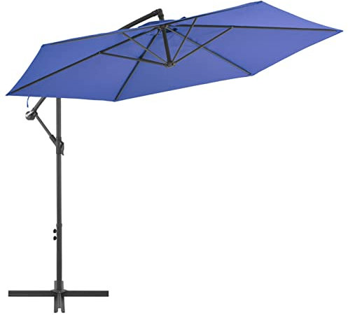 Chaduof Ampelschirm mit Alu-Mast, Balkon Sonnenschirm, Marktschirm, Garten, Balkon Schirm, Sonnen Schirme, Balkonschirm, 300 cm Blau
