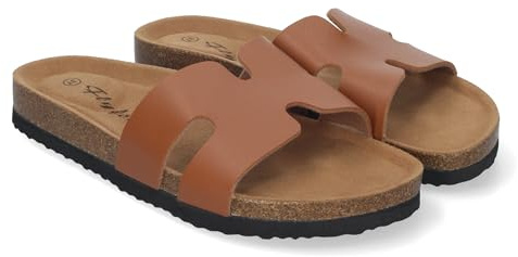 84842 Sandalia Planas para Mujer con Piso Bio, Comodas y Elegantes con Detalles en la Pala, Planta Anatomica, Ideales para Primavera Verano Taupe Talla 40