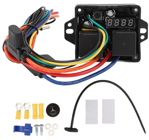 Kit Interruttore Ventola Termica Digitale, Intervallo di Temperatura Regolabile 12V 24V Controller Ventola Digitale per Radiatore, Kit Interruttore Ventola Termica Elettrica Doppia