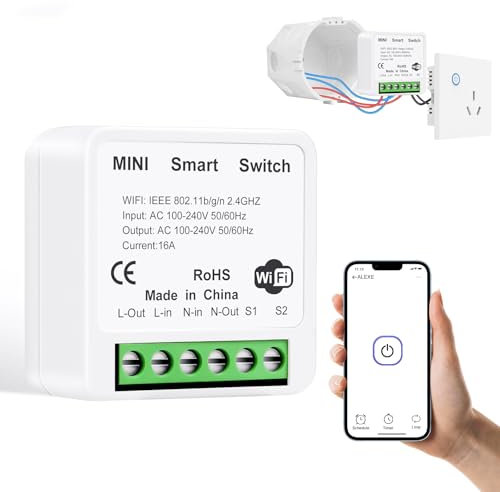 AXFEE Interrupteur Intelligent, 1/2 Way Smart Switch, Interrupteur Mural WiFi, Contrôle Vocal, Interrupteur Connecté Compatible avec Alexa/Google Home/Home Assistant, 2400W/10A-NéCessite Un Fil Neutre