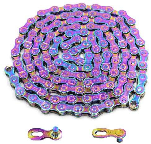 GOIYZTTR 8-fach Fahrradkette 6/7/8-Fach Farbe Fahrrad Kette 1/2 x 11/128 Zoll 116 Glieder mit 2 Kettenschloss Hochfester Anti-Rost Kohlenstoffstahl Fahrradkette Kompatibel mit Allen Fahrradtypen