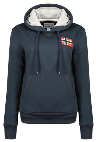 Geographical Norway Geniferama Lady - Sweat Femme Capuche Poches Kangourou - Sweatshirt Pull Manches Longues Chaud - Hoodie Veste Femmes Printemps Ete Automne Hiver (Marine S)