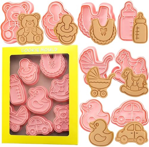 Emporte-pièces baby shower 3D en plastique, lot de 8