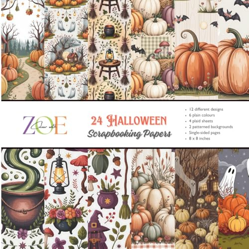 Halloween Scrapbook Paper Pad: 24 pages in tones and themes for Halloween including pumpkins, bats and ghosts