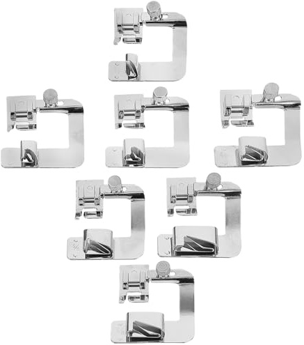 DOITOOL 7 pièces Set Machine à Coudre Métal Résistants pour Ourlet Roulé Compatible Singer Brother Accessoires de Couture DIY et Remplaçable