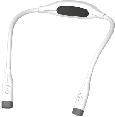 QUMOX Lampe de lecture rechargeable pour le cou, lampe de lecture LED, 3 modes de couleur et intensité lumineuse réglable, lampe mains libres flexible idéale pour le tricot, le bricolage, blanc